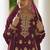 Maroon chinon embroidered designer sharara suit stiched