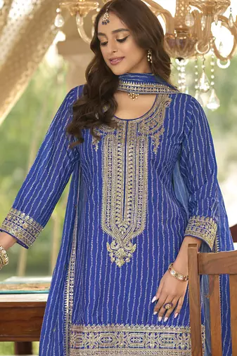 Maroon chinon embroidered designer sharara suit stiched