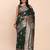 green banarasi silk blend saree with banatasi silk blend blouse