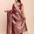 brown banarasi silk blend saree with banatasi silk blend blouse