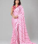 Pink color all over traditional modern leheriya prints work japan satin saree with unstitched blouse