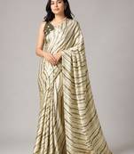 Mehendi color all over traditional modern leheriya prints work japan satin saree with unstitched blouse