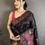 Black pashmina silk woven kashmiri saree with unstitched blouse piece