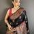 Black pashmina silk woven kashmiri saree with unstitched blouse piece