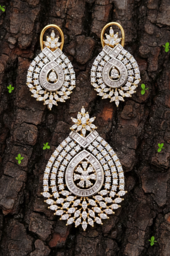Celestia Luxe American Diamond Teardrop Pendant Set 