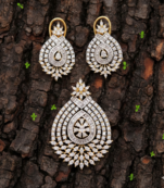 Celestia Luxe American Diamond Teardrop Pendant Set 