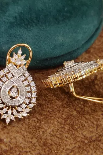 Celestia Luxe American Diamond Teardrop Pendant Set 