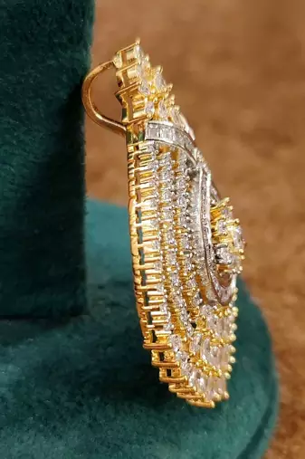 Celestia Luxe American Diamond Teardrop Pendant Set 