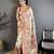 Cream pashmina silk woven kashmiri saree with unstitched blouse piece