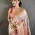 Cream pashmina silk woven kashmiri saree with unstitched blouse piece