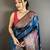 Teal pashmina silk woven kashmiri saree with unstitched blouse piece