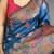 Teal pashmina silk woven kashmiri saree with unstitched blouse piece