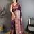Wine pashmina silk woven kashmiri saree with unstitched blouse piece