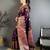 Wine pashmina silk woven kashmiri saree with unstitched blouse piece