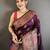 Wine pashmina silk woven kashmiri saree with unstitched blouse piece