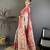 Cream & pink pashmina silk woven kashmiri saree with unstitched blouse piece