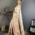 Cream pashmina silk woven kashmiri saree with unstitched blouse piece