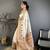 Cream pashmina silk woven kashmiri saree with unstitched blouse piece