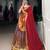 Onionpink Multi-Print Tussar Silk Flared Lehenga Choli Fully Stitched Festive Set