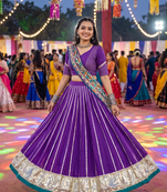 Lavender Chanderi Silk 5 Meter Flair Lehenga Choli Fully Stitched Ethnic Set