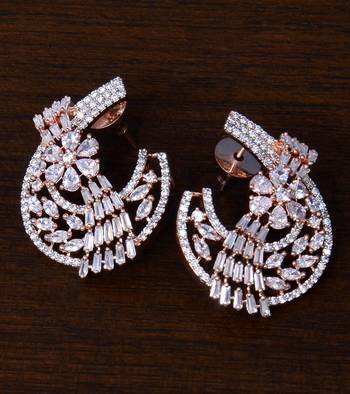 Rose Gold CZ Bloom Party Wear Earrings 3