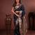Navy blue soft silk blend zari paithani saree with unstitched blouse piece