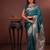 Teal soft silk blend zari paithani saree with unstitched blouse piece
