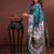 Teal soft silk blend zari paithani saree with unstitched blouse piece