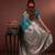 Teal soft silk blend zari paithani saree with unstitched blouse piece