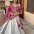 Off White & Rani Pink Heavy Thread Embroidery Sequins Work Roman Silk Navratri Lehenga Choli with Dupatta
