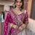 Off White & Rani Pink Heavy Thread Embroidery Sequins Work Roman Silk Navratri Lehenga Choli with Dupatta