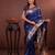 Royal blue soft silk blend zari paithani saree with unstitched blouse piece