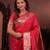 Red soft silk blend zari paithani saree with unstitched blouse piece