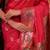 Red soft silk blend zari paithani saree with unstitched blouse piece