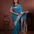 Teal soft silk blend zari paithani saree with unstitched blouse piece