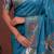 Teal soft silk blend zari paithani saree with unstitched blouse piece