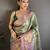 Green kanjeevaram silk blend zari woven saree with unstitched blouse piece