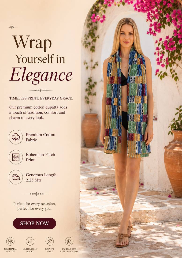 Women's bandhani printed multicolor cotton dupatta