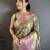 Olive kanjeevaram silk blend zari woven saree with unstitched blouse piece
