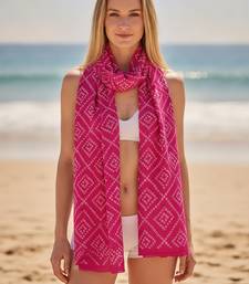 Women's bandhani printed pink rayon dupatta