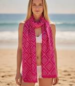 Women's bandhani printed pink rayon dupatta