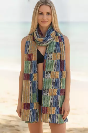 Women's bandhani printed multicolor cotton dupatta