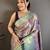 Purple kanjeevaram silk blend zari woven saree with unstitched blouse piece