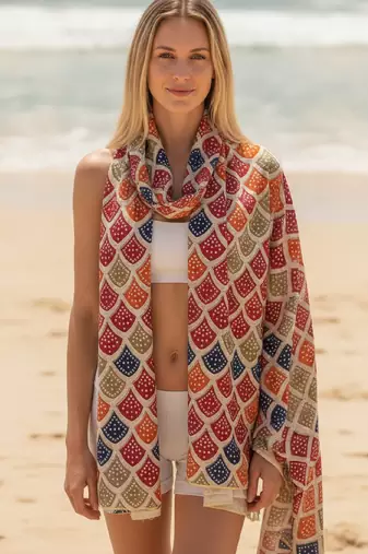Women's bandhani printed multicolor cotton dupatta