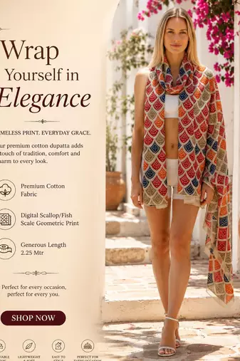 Women's bandhani printed multicolor cotton dupatta