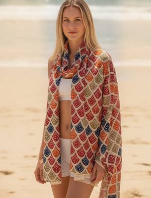 Women's bandhani printed multicolor cotton dupatta 3