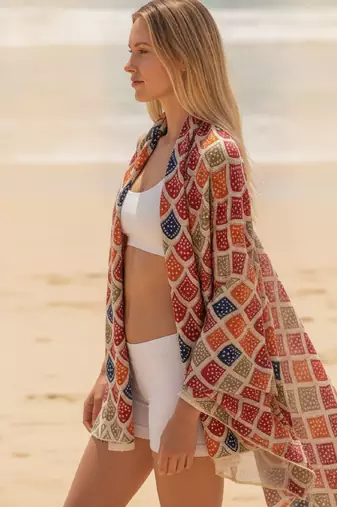 Women's bandhani printed multicolor cotton dupatta