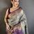 Blue kanjeevaram silk blend zari woven saree with unstitched blouse piece
