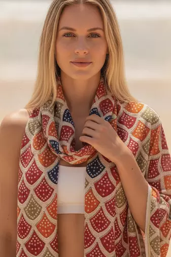 Women's bandhani printed multicolor cotton dupatta