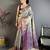 Blue kanjeevaram silk blend zari woven saree with unstitched blouse piece